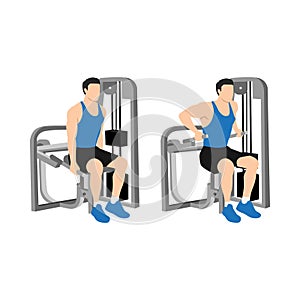 Man doing Assisted Machine seated tricep dips exercise