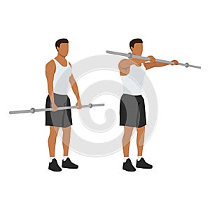 Man doing barbell front raises exercise