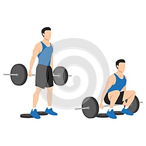 Man doing barbell hack squat with stepping on the weight plate