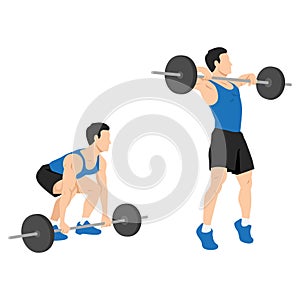 Man doing Barbell high pull exercise