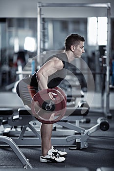 Man doing barbell row