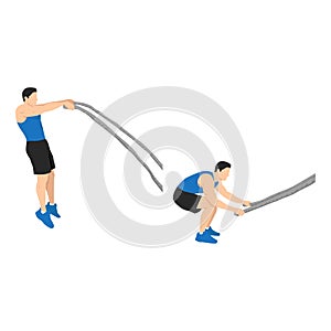 Man doing battle rope double arm slams exercise