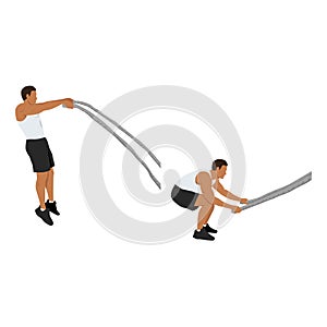 Man doing battle rope double arm slams exercise