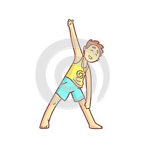 Man Doing Beginner Triangle Yoga Pose