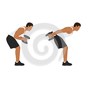 Man doing Bent over double arm tricep kickbacks