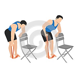 Man doing bent over single arm banded row exercise