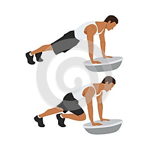 Man doing bosu ball mountain climber. Abdominals