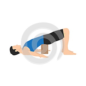 Man doing bridge pose setu bandha sarvangasana exercise