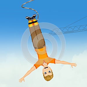 Man doing a bungee jumping