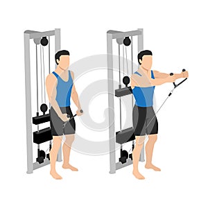 Man doing Cable rope front raise exercise