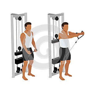 Man doing Cable rope front raise exercise