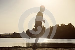 Man doing cardio workout, running.