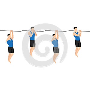 Man doing commando pull up exercise