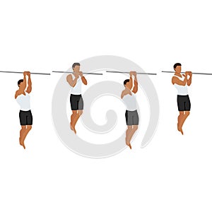 Man doing commando pull up exercise