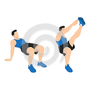 Man doing crab toe touches exercise