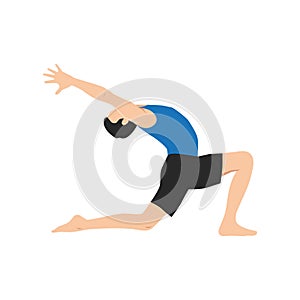 Man doing Crescent Lunge pose or Anjaneyasana exercise