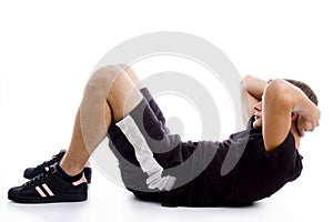 Man doing crunches photo