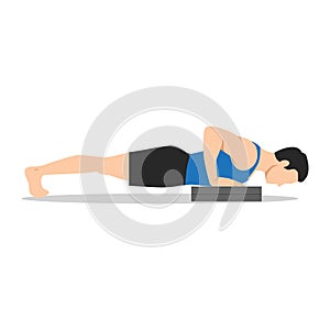 Man doing the deficit push up. Flat vector illustration isolated