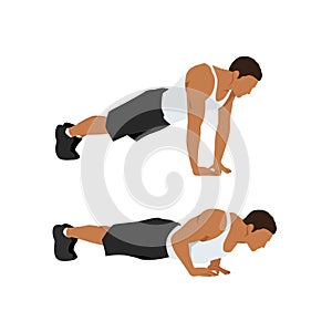 Man doing diamond push up exercise for tricep photo