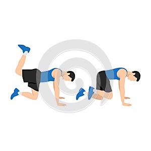 Man doing donkey kicks exercise flat vector