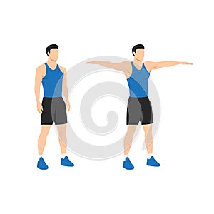 Man doing Double arm side or lateral raises exercise. Raise both arms