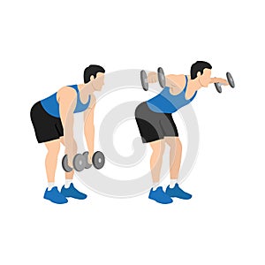 Man doing Dumbbell bent over lateral rear delt raises.