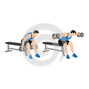 Man doing Dumbbell bent over reverse flyes.