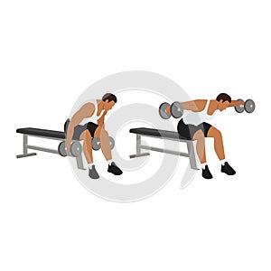 Man doing Dumbbell bent over reverse flyes.