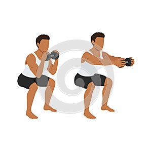 Man doing dumbbell chest press squat exercise