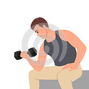 Man doing Dumbbell concentration curl