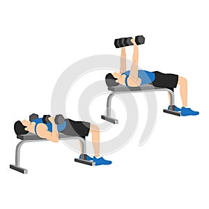 Man doing dumbbell flat bench press. Chest exercise