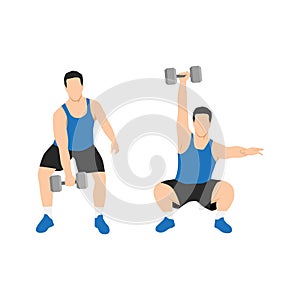 Man doing dumbbell hang snatch exercise.