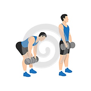 Man doing Dumbbell stiff leg deadlift exercise.