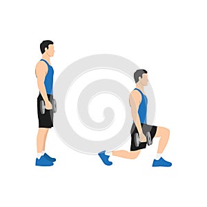 Man doing Dumbbell walking lunges exercise.