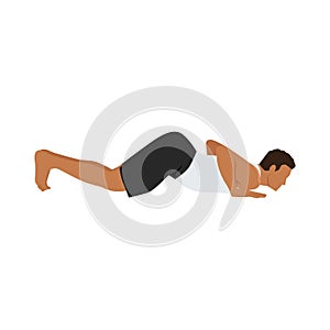 Man doing Eight-Limbed Yoga Pose Ashtangasana exercise photo