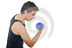 Man doing exercise with dumb bell