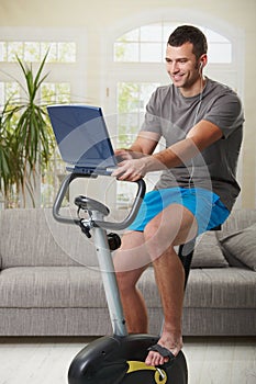 Man doing exercise at home