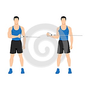 Man doing External cable shoulder rotation exercise
