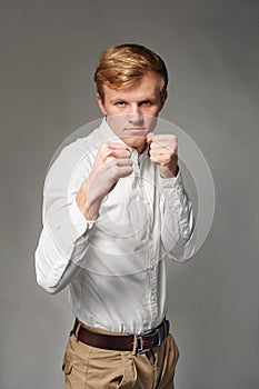 Man doing fighting stance