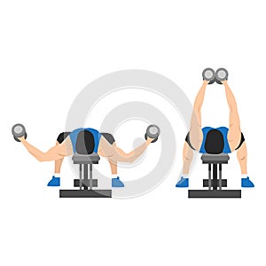 Man doing Flat bench dumbbell fly exercise.