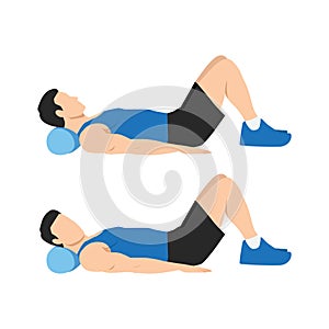 Man doing foam roller neck release exercise