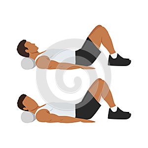Man doing foam roller neck release exercise