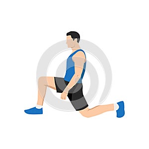 Man doing half kneeling hip flexor stretch exercise.