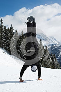 A man doing handstand. Conceptual image