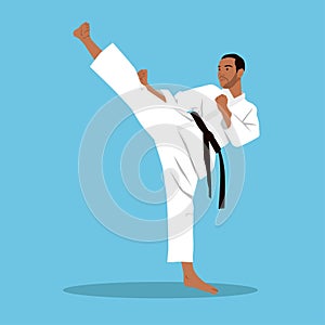 Man doing high kicks karate martial arts
