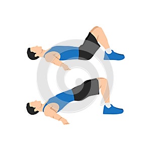 Man doing Hip raises. Butt lift. bridges exercise.