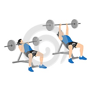 Man doing Incline Close grip barbell bench press