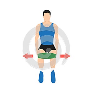 Man doing Isometric Hip abduction with band Resistance