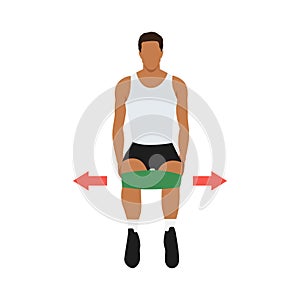 Man doing Isometric Hip abduction with band Resistance