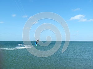 Man doing kitesurf